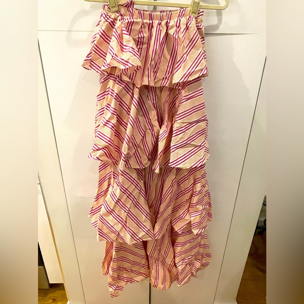 Women’s MDS stripes maxi skirt in pink and orange